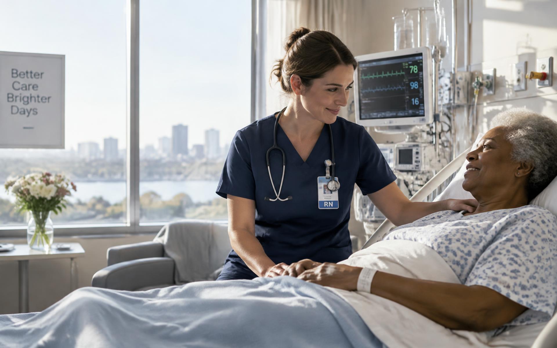 A nurse providing compassionate care to an older patient